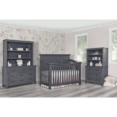  Evolur Madison 5 1 Flat Top Convertible Crib, Weathered Grey