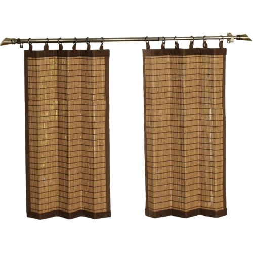  Bamboo Ring Top Curtain BRP07 2-Piece 48-Inch Wide x 36-Inch High Tier set, Colonial Brown