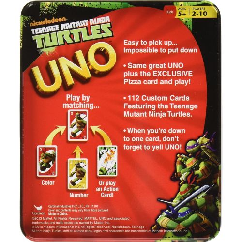마텔 Mattel UNO Card Game in Tin Box: TMNT Teenage Mutant Ninja Turtles