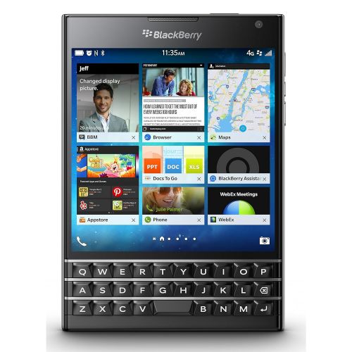 블랙베리 BlackBerry Passport 32GB Factory Unlocked (SQW100-1) GSM 4G LTE Smartphone - Black (International Version, Blackberry OS)