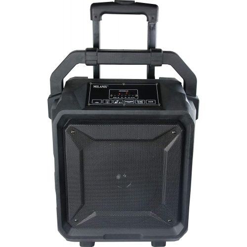  Milanix Tailgate Portable Bluetooth PA Karaoke Speaker with Microphone, USB Charge Port, Guitar Input, SD, MP3, FM, and Recording Ability
