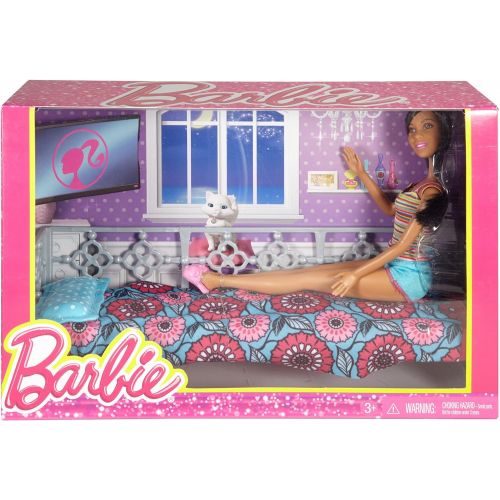 바비 Barbie Doll & Bedroom Playset, Brunette