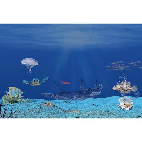  Blue Underwater World Backdrops for Photography 9x6FT Fish Ship Starfish Clear Water Photo Backgrounds Theme Party Wall Paper Photo Booth Props LUCKSTY LULF532