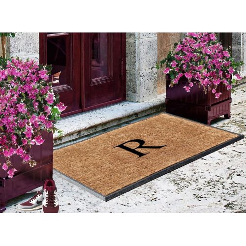  A1 Home Collections MULD01-2-R Doormat A1HC 30 in. x 48 in. Rubber & Coir Molded Double Monogrammed Door Mat