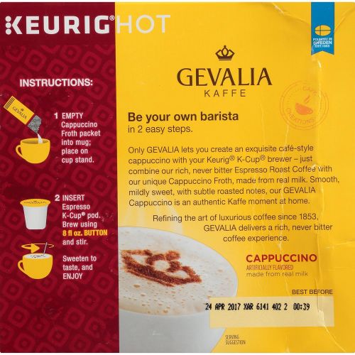  Gevalia Cappuccino K-Cup Pods and Froth Packets, 36 Count (4 Packs of 9)