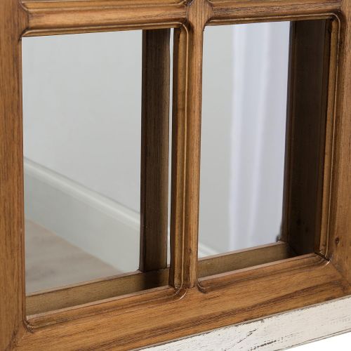  Kate and Laurel Boldmere Wood Windowpane Arch Mirror, 28x44, Rustic Brown/White