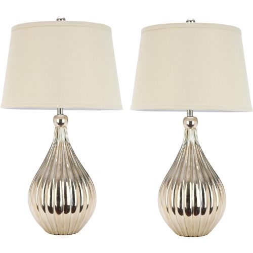  Safavieh Lighting Collection Elli Champagne Gourd 27.5-inch Table Lamp (Set of 2)