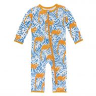Kickee Pants Print Coverall with Zipper in Tamarin Monkey, 0-3 Months