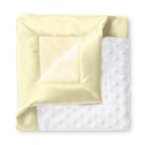  SwaddleDesigns Stroller Blanket, Cozy Microfleece, Plush Dots with Pastel Yellow Satin Trim