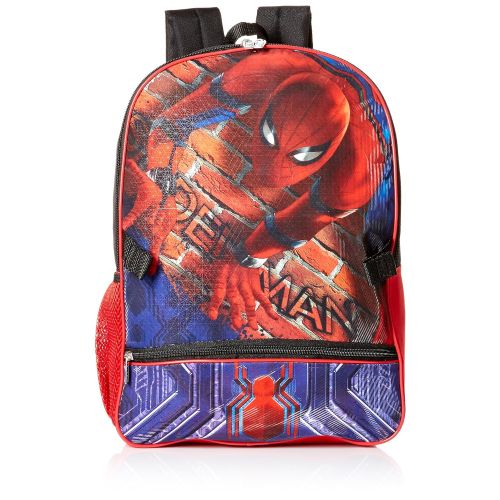 마블시리즈 Marvel Boys Spiderman Backpack with Shaped Lunch, red