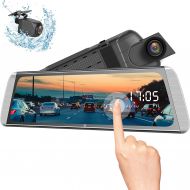 [아마존베스트]Campark R10 Backup Camera 10 Mirror Dash Cam Video Streaming Rear View Mirror Dual-Lens 1080P Camera with Travelapse, 24Hs Parking Monitor and GPS