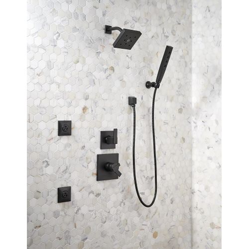  DELTA FAUCET Delta Faucet 5-Spray Touch-Clean H2Okinetic Wall-Mount Hand Held Shower with Hose, Matte Black 55140-BL
