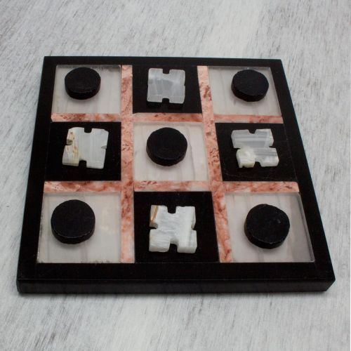  NOVICA Hand Crafted Marble and Onyx Chinese Checkers Family Game, Multicolor, Colorful Contrast