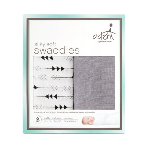 Aden by aden + anais aden by aden + anais Silky Soft Swaddle Baby Blanket, 100% Viscose from Bamboo, Large 44 X 44 inch, 2-Pack, Flying Arrow
