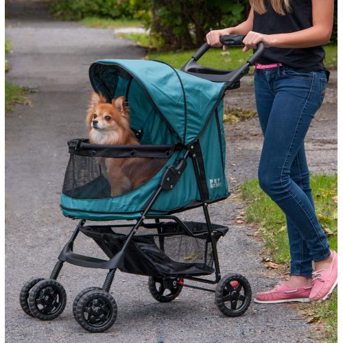  Pet Gear No-Zip Happy Trails Pet Stroller for CatsDogs, Zipperless Entry, Easy Fold with Removable Liner, Storage Basket + Cup Holder