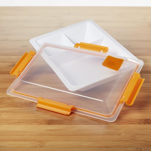  Fit & Fresh Premium Bento Box Meal Prep Container with Leakproof Snap Locking Lid and Microwave Vent, Lightweight, Durable, White (Pack of 1)