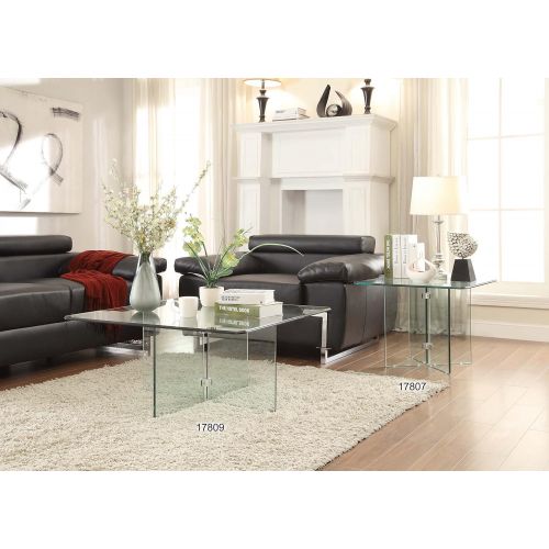  Homelegance Alouette 36 All Glass Square Coffee Table, Clear