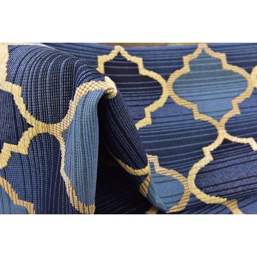  Unique Loom Outdoor Collection Moroccan Lattice Transitional Indoor and Outdoor Blue Area Rug (4 x 6)