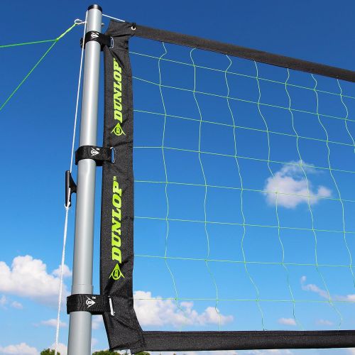  Dunlop DUNLOP Outdoor Sports Volleyball Set: Portable Net with Poles, Ball & Air Pump - Equipment for Backyard Party Games - Adjustable Height for Adults or Kids