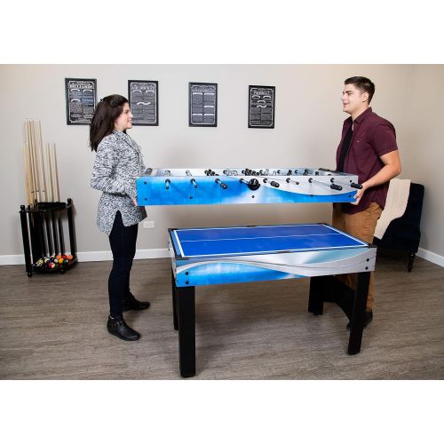  Hathaway Matrix 54-In 7-in-1 Multi Game Table with Foosball, Pool, Glide Hockey, Table Tennis, Chess, Checkers and Backgammon