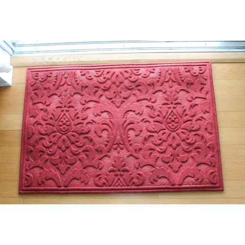  A1 Home Collections A1HCPR64-EP04 Doormat Brocade Eco-Poly Indoor/Outdoor Mat with Anti Slip Fabric Finish, Red