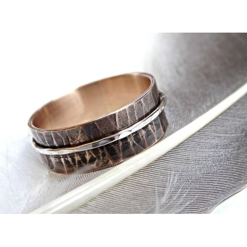  CrazyAss Jewelry Designs bronze spinning ring for men, bronze silver ring, personalized mens ring bronze silver, mens meditation ring, bronze anniversary gift unique handmade