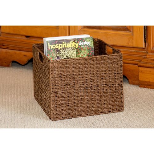 Trademark Innovations Foldable Storage Basket with Iron Wire Frame by (Set of 4), Brown