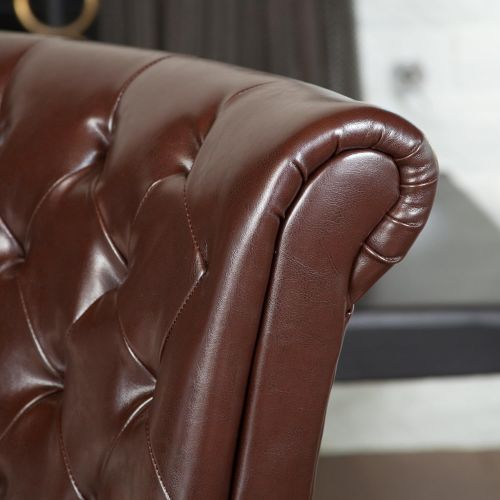  Great Deal Furniture Shafford Brown Tufted Leather Club Chair wRolled Arms and Back