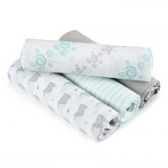 ADEN aden by aden + anais Swaddle Baby Blanket, 100% Cotton Muslin, 4 Pack, 44 X 44 inch, Baby Star - Elephants