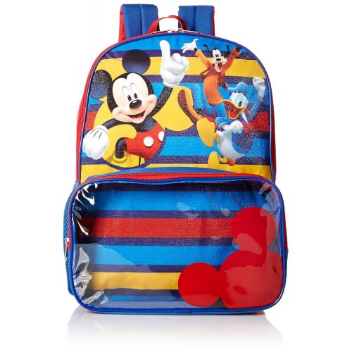 디즈니 Disney Boys Mickey Backpack with Lunch Window Pocket, blue