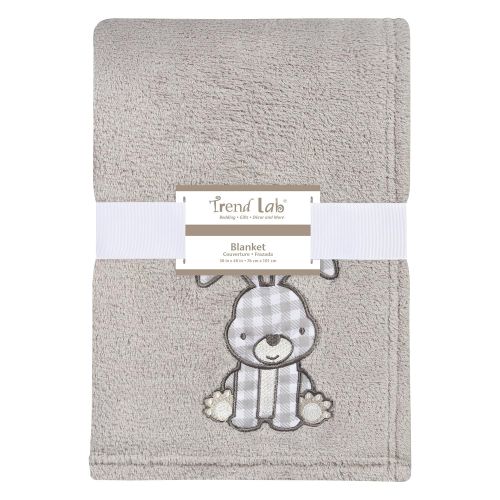  Trend Lab Gray Bunny Plush Baby Blanket, Gray, White