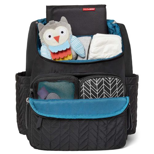 스킵 Skip Hop Diaper Bag Backpack: Forma, Multi-Function Baby Travel Bag with Changing Pad & Stroller Attachment, Jet Black