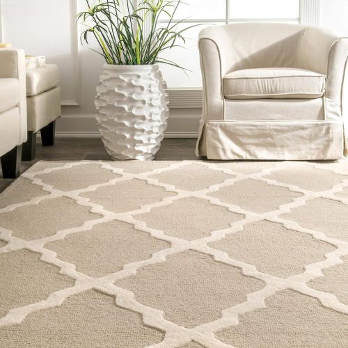  NuLOOM nuLOOM Varanas Collection Marrakech Trellis Contemporary Transitional Hand Made Area Rug, 5 Feet by 8 Feet, Baby Pink