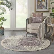 Nourison Graphic Illusions Grey Round Area Rug, 5-Feet 3-Inches by 5-Feet 3-Inches (53 x 53)