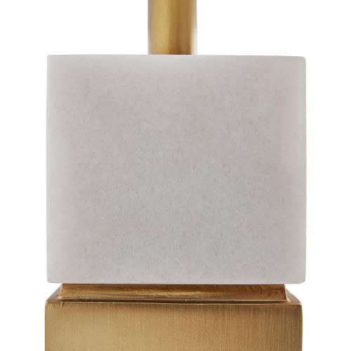  Rivet Mid-Century Marble and Brass Lamp With Bulb, 10.5 x 10.5 x 18.0 , White and Brass