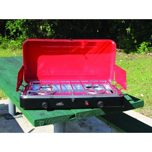  Texsport Dual 2 Burner Propane Stove with Matchless Push Button Piezo Ignition Starter