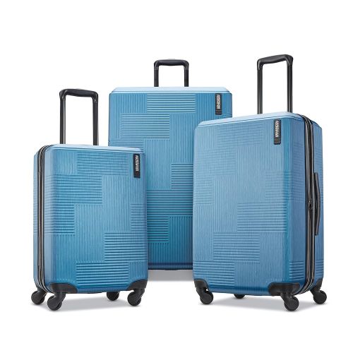  American Tourister Stratum XLT Hardside Carry On Luggage with Spinner Wheels, 20 Inch, Blue Spruce