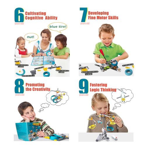  GILI STEM Toys for Boys & Girls Age 7, 8, 9, Construction Learning Toys for Building Games, 5 in 1 Motorized Robotics Kit for 6-10 Year Old Kids, Fun Gifts for Children