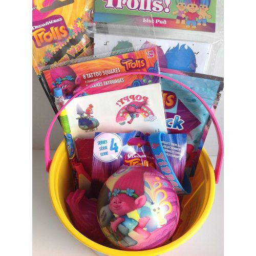  Trolls Small Bucket of Fun 15 Piece Toy Gift Set