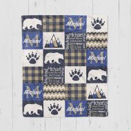 Generic Woodland Baby Blanket - Bear Print Design - Nature Outdoors Mountains - Swaddle (30 x 40 - Fleece)