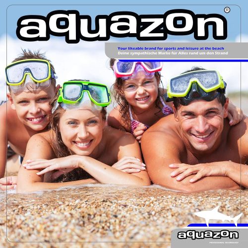  AQUAZON Shark Junior Medium Schnorchelbrille, Taucherbrille, Schwimmbrille, Tauchmaske fuer Kinder, Jugendliche von 7-14 Jahren, Tempered Glas, sehr robust, tolle Passform