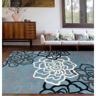 Rugshop Contemporary Modern Floral Flowers Area Rug, 5 3 x 7 3, Gray