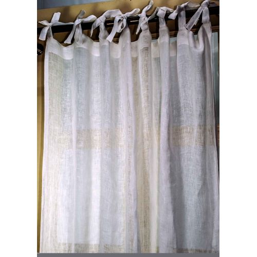  Silk n Drapes and More Sahara White linen sheer gauze tie top curtain (52W X 96L)