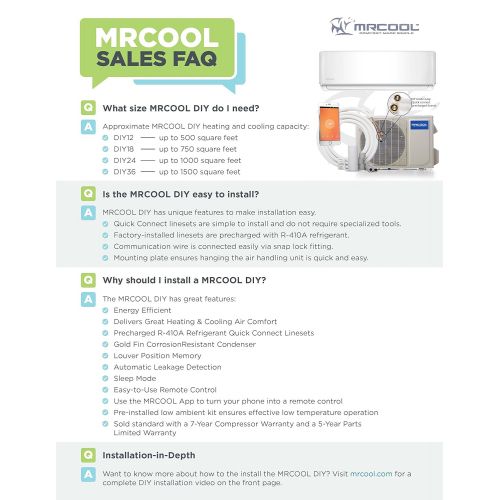 MRCOOL Comfort Made Simple DIY 12,000 BTU Ductless Mini Split Air Conditioner and Heat Pump System with Wireless-Enabled Smart Controller; Works with Alexa, Google or App; 115V AC