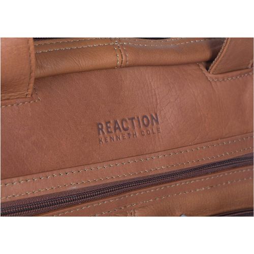  Kenneth Cole Reaction Colombian Leather Dual Compartment Expandable 15.6 Laptop Portfolio, Cognac