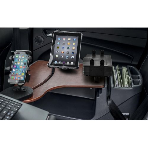  AutoExec Reach Desk Elite-01 BS Vehicle Desks Black/Grey/Birch Reach Desk Elite with Extended Arm (Backseat)