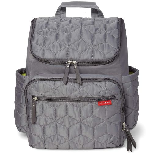 스킵 Skip Hop Diaper Bag Backpack: Forma, Multi-Function Baby Travel Bag with Changing Pad & Stroller Attachment, Grey