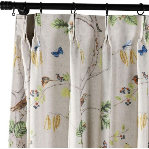  ChadMade Rural Pastoral Print Window Curtain 72 W x 84 L, Pinch Pleated Blackout Lining Darpes Panel Bedroom Living Room Hotel Restaurant (1 Panel), Ancient Blue