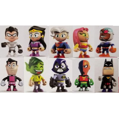  Teen Titans Go to The Movies 10 Pack of Mini Swappable Action Figures Cyborg, Wonder Woman, Robin, Slade, Starfire, Beast Boy, Batman, Superman, Raven, Jade Wilson Mix and Match Pa
