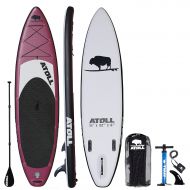 Atoll Paddle Atoll 11 Foot Inflatable Stand Up Paddle Board (6 Inches Thick, 32 inches Wide) ISUP, Bravo Hand Pump and 3 Piece Paddle, Travel Backpack and Accessories Paddle Leash Included